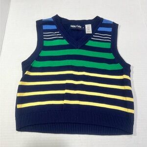 Happy Fella Striped Kids Sweater Vest - Blue, Green, Yellow